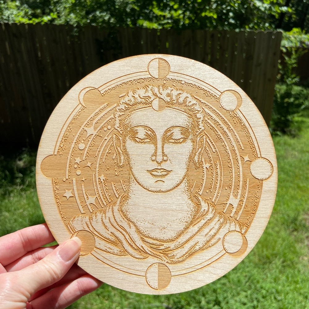 Wooden Crystal Grid for Manifesting, Directing Energy and Protection.